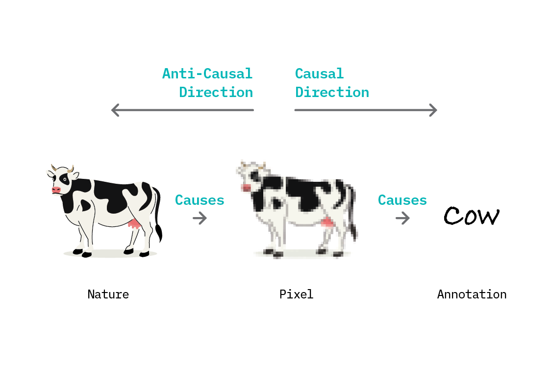 When the features are the causes of the target, we say we are learning in the causal direction. When effects are the features, we are learning in the anti-causal direction.